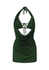 Degaje Yaka Mini Siyah Elbise (Bralet Dahil)