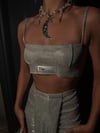 Özel Tasarım Calcite Simli Top Bralet Beyaz