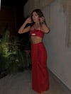 Özel Tasarım Calcite Simli Top Bralet Kırmızı 