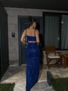 Özel Tasarım Calcite Simli Top Bralet Saks Mavi