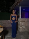 Özel Tasarım Calcite Simli Top Bralet Saks Mavi