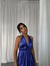 Özel Tasarım Hürrem Yeşili Örme Saten Uzun Elbise