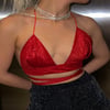 Özel Tasarım Laura Koyu Pembe Simli Bralet