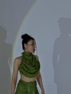 Özel Tasarım Simli Drape Yaka Bluz
