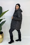 -10 Kalp Ritmi Büyük Beden Mont - Siyah