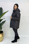 -10 Kalp Ritmi Büyük Beden Mont - Siyah