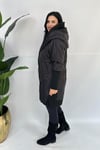 -20 Trikolu Büyük Beden Orta Boy Mont - Siyah