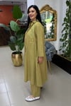 BONCUK VE NAKIŞ İŞLEMELİ KETEN BÜYÜK BEDEN TAKIM
