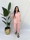 Büyük Beden naturel keten bluz