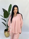 Büyük Beden naturel keten bluz