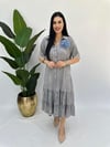 Büyük Beden tencel ince kot elbise gri