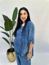 Büyük Beden tencel kot ceket bluz
