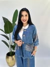 Büyük Beden tencel kot patchwork bluz ceket