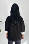 Çiçek Nakışlı Büyük Beden Bluz - Siyah