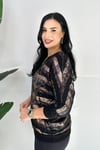 Çizgili Büyük Beden Body - Siyah