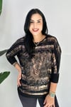 Çizgili Büyük Beden Body - Siyah