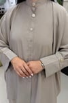 HAKİM YAKA TENCEL GOLD DÜĞMELİ İKİLİ TAKIM VİZON