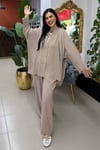 HAKİM YAKA TENCEL GOLD DÜĞMELİ İKİLİ TAKIM VİZON