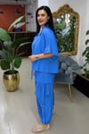 HEYBE CEPLİ SAKS TENCEL BÜYÜK BEDEN TAKIM