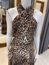 İPEK ŞİFON LEOPAR ELBİSE