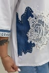 JEAN VE DANTEL DETAYLI BÜYÜK BEDEN GÖMLEK