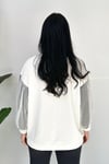 Kol Detaylı Baskılı Büyük Beden Sweatshirt - Beyaz