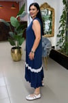 LACİVERT BEYAZ DANTELLİ GÖMLEK ELBİSE