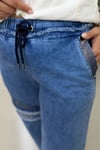 LAME BASKILI TENCEL JEAN BÜYÜK BEDEN PANTOLON