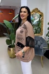 PAMUK BAMBU TASARIM BÜYÜK BEDEN BLUZ VİZON