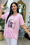 PAMUKLU BİSİKLET YAKA EL YAPIM BLUZ - PEMBE