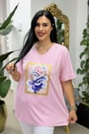 PAMUKLU V YAKA EL YAPIM BLUZ - PEMBE
