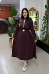 PAYET VE NAKIŞ İŞLİ KEMERLİ GÖMLEK ELBİSE