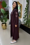 PAYET VE NAKIŞ İŞLİ KEMERLİ GÖMLEK ELBİSE