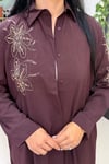PAYET VE NAKIŞ İŞLİ KEMERLİ GÖMLEK ELBİSE