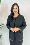 Taş Detaylı Büyük Beden Bluz - Siyah