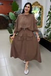 TENCEL ETEKLİ BÜYÜK BEDEN TAKIM KAHVE