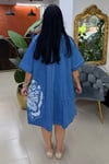 TENCEL KELEBEK BASKILI BÜYÜK BEDEN  ELBİSE