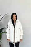Yazı Detaylı Büyük Beden Mont - Beyaz