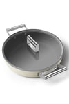 SMEGSMEG Cookware 50'S Style Krem Pilav Tenceresi Cam Kapaklı 28 cm CKFD2811CRM