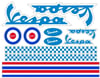 Piaggio Vespa Kask Kırmızı ve Açık Mavi Sticker Etiket Modeli