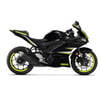 YAMAHA YZF-R25 2019-2024 Divided Triangle Tasarım Motosiklet Sticker Etiket Modeli Neon Yeşil(Sarı) -Beyaz