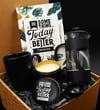  Siyah Mat Kupa & Özel Tasarım Defter & French Press & Özel Tasarım Mum Hediye Seti