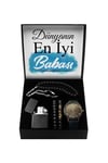 Babalar Gününe Özel Tasarım Kutu & Suni Deri Saat & Ikili Bileklik & Zippo Model Çakmak & Tesbih