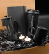 Kişiye Özel 500 ML Çelik Termos & Ölçekli French Press & Kişiye Özel Plakalı Defter & Siyah Kupa & İkili Mum