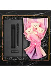 Öğretmenler Gününe Özel Defter & Üçlü Peluş Ayıcık Buketi & Deri Kılıflı Touch Pen Kalem Seti