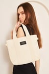 Pupba Omuz Çantası Yaga Tote Bag Krem/Altın_PUPTOTEKREM