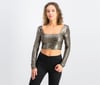 Bershka Crop Top Metalik Altın / Siyah_2384/187/302