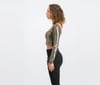 Bershka Crop Top Metalik Altın / Siyah_2384/187/302