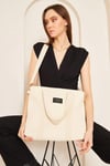 Pupba Omuz Çantası Yaga Large Tote Bag Krem_PUPTOTELK