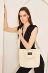 Pupba Omuz Çantası Yaga Tote Bag Krem/Altın_PUPTOTEKREM